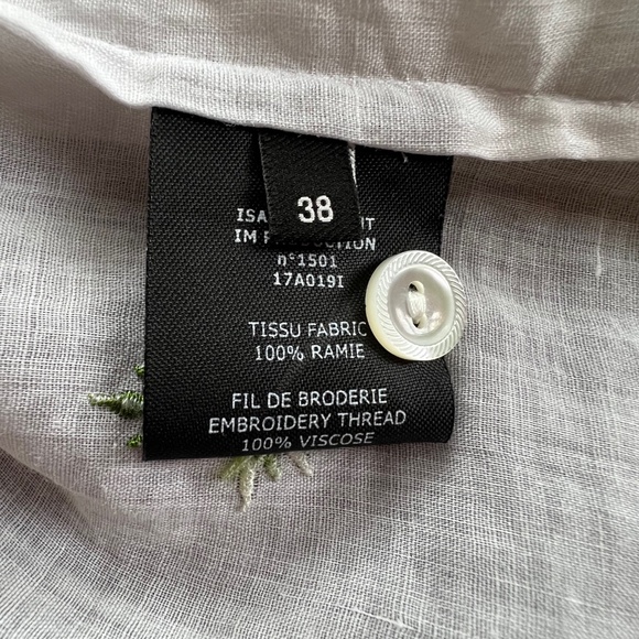 Isabel Marant Floral Rose Embroidered Blouse, Size 38/M-L, Ramie Cotton, Ruffle - Picture 11 of 14